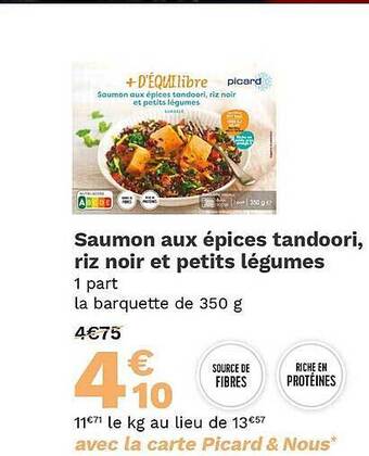Picard Saumon aux épices tandoori riz noir et petits légumes offre