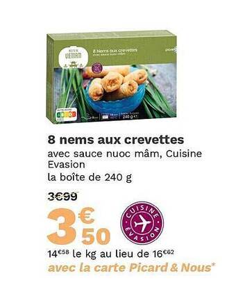 Picard 8 nems aux crevettes offre