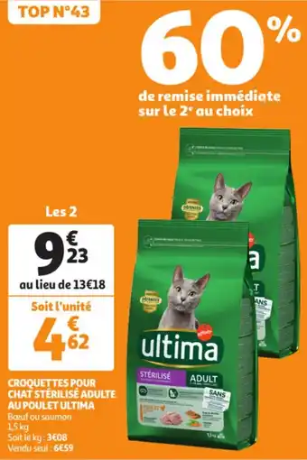 Auchan ULTIMA croquettes poru chat stérilisé adulte au poulet offre