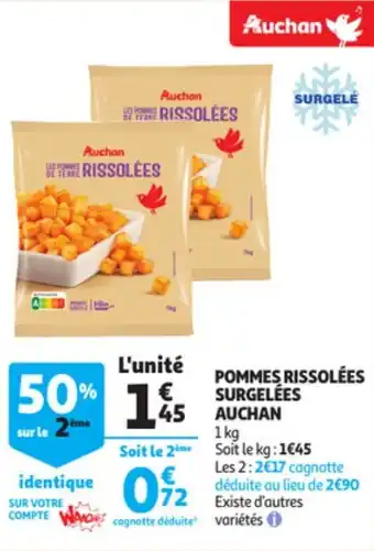 Auchan AUCHAN pommes rissolées surgelées offre