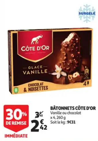 Auchan CÔTE D'OR bâtonnets offre