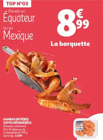 Auchan Gambas entières cuites réfrigérées offre