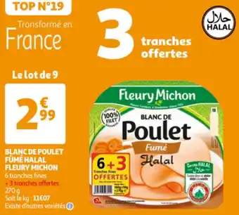 Auchan FLEURY MICHON blanc de poulet fumé halal offre
