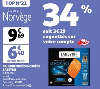 Auchan LABEYRIE saumon fumé de norvège offre