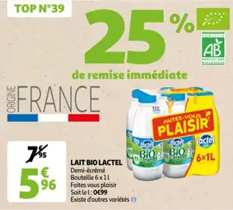 Auchan LACTEL lait bio offre