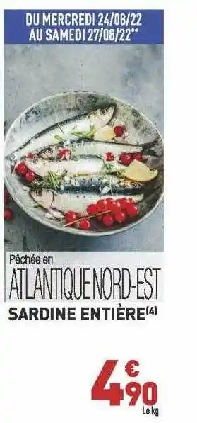 Pêchée en atlantiquenord-est sardine entière