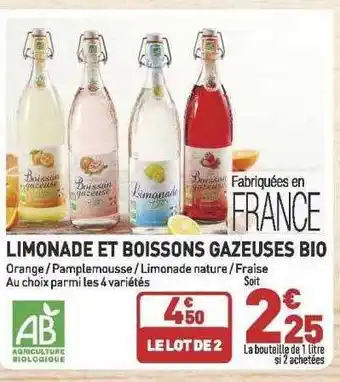 Grand Frais Limonade et boissons gazeuses bio offre