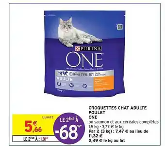 Intermarché Contact Croquettes chat adulte poulet one le 2ème à -68% offre