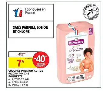 Intermarché Contact Couches premium active t4+ x46 pommette -40% de remise immédiate offre