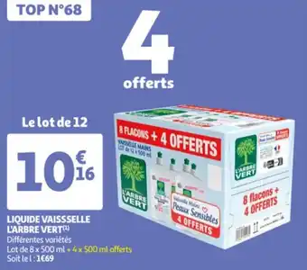Auchan L'ARBRE VERT liquide vaisselle offre