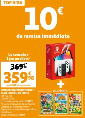 Auchan Console nintendo switch oled + un jeu au choix offre