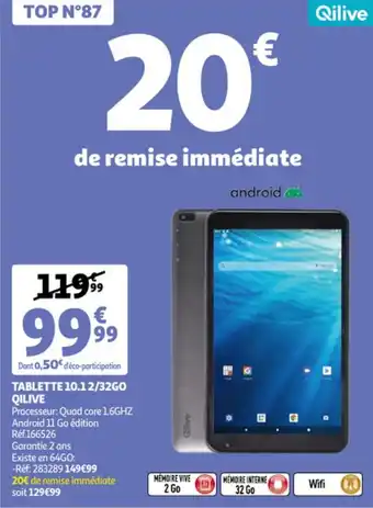 Auchan Tablette 10.1 2/32OGO qilive offre