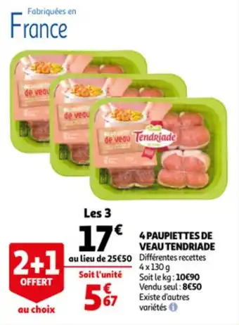 Auchan 4 paupiettes de veau tendriade offre