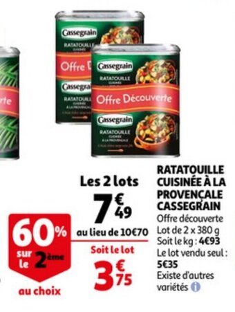 Auchan CASSEGRAIN ratatouille cuisinee à la provençale offre