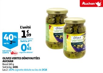 Auchan Olives vertes dénoyautées auchan offre