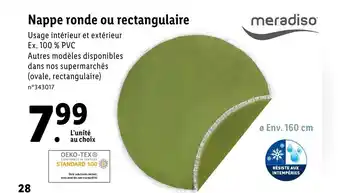 Lidl Nappe ronde ou rectangulaire offre