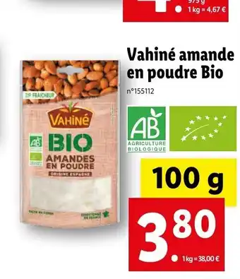 Lidl Vahiné Amande En Poudre Bio offre
