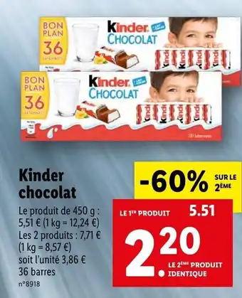 Lidl Kinder Chocolat offre