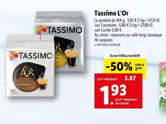Lidl Tassimo l'Or offre