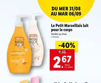 Lidl Le Petit Marseillais Lait Pour Le Corps offre