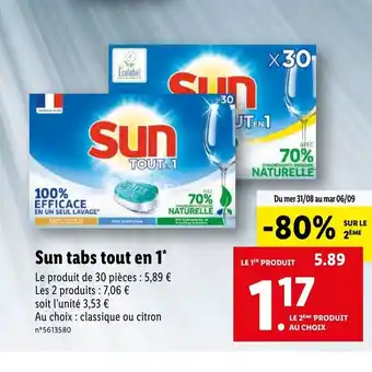 Lidl Sun tabs Tout En 1 offre