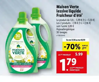 Maison Verte Lessive Liquide Fraîcheur d'été