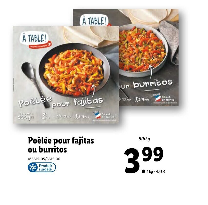 Promo Poêlée Pour fajitas Ou Burritos chez Lidl