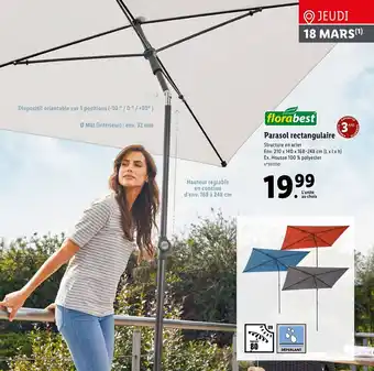 Lidl Parasol rectangulaire offre