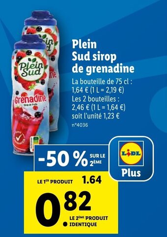 Lidl Plein Sud Sirop de Grenadine offre