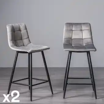 Pier Import Chaise de bar en velours gris motif carreaux (lot de 2) alta offre