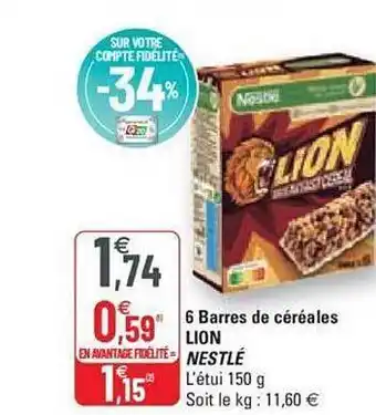 G20 6 barres de céréales lion nestlé offre