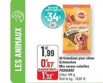 G20 20 friandises pour chien schmackos mix saveur volailles pedigree offre