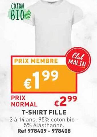 Trafic T-shirt fille offre