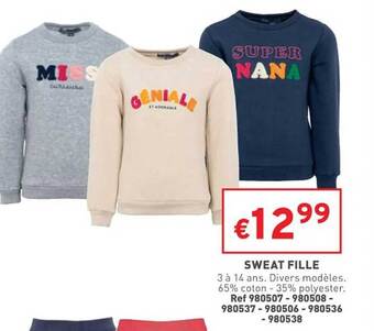 Trafic Sweat fille offre