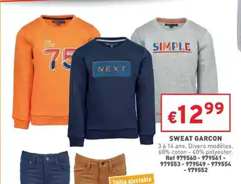 Trafic Sweat garçon offre