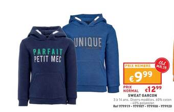 Trafic Sweat garçon offre