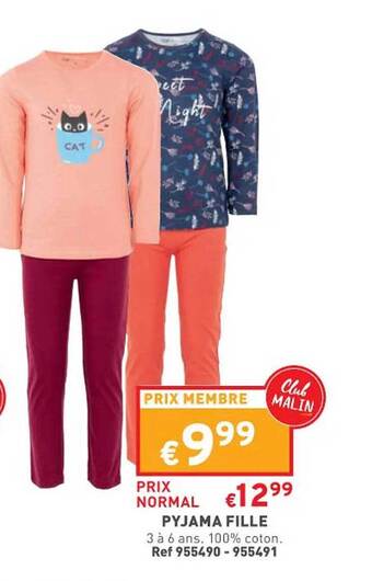 Trafic Pyjama fille offre