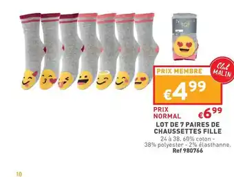 Trafic Lot de 7 paires de chaussettes fille . offre