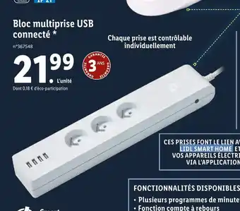 Lidl Bloc Multiprise USB Connecté offre
