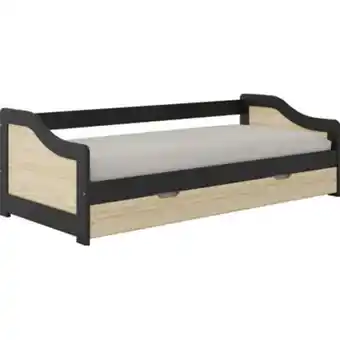 BUT Lit gigogne 90x200 cm bingo pin et noir en bois massif offre