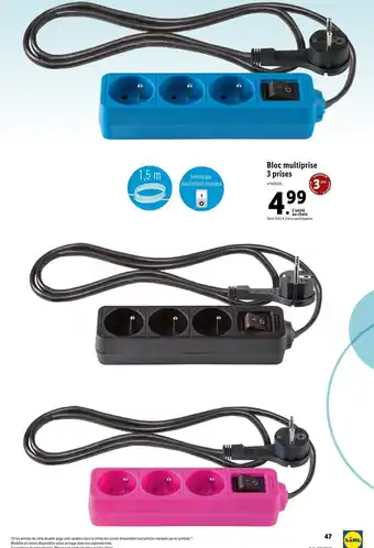 Lidl Bloc Multiprise 3 Prises offre