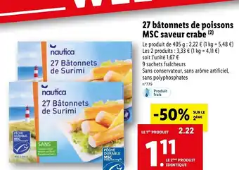 Lidl 27 Bâtonnets de Poissons MSC Saveur Crabe offre