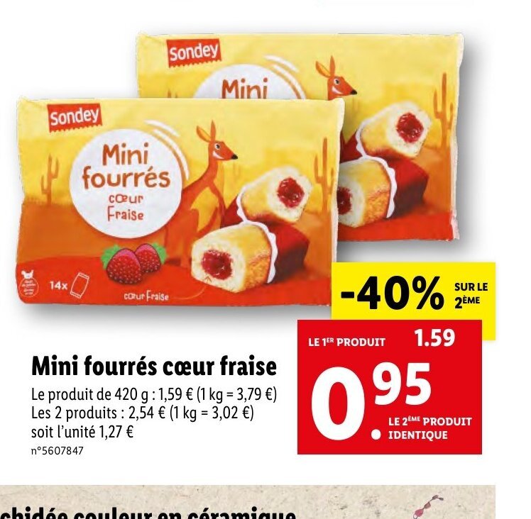 Promo Mini Fourrés Cœur Fraise chez Lidl