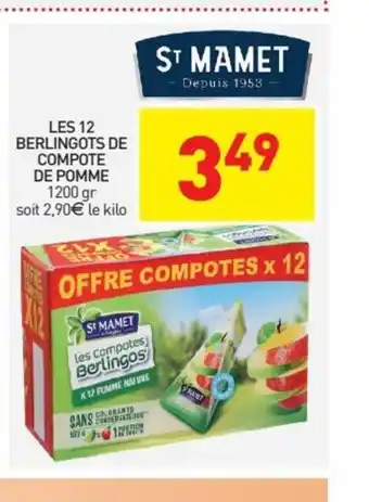 Stokomani Les 12 Berlingots de Compote Compote de Pomme offre