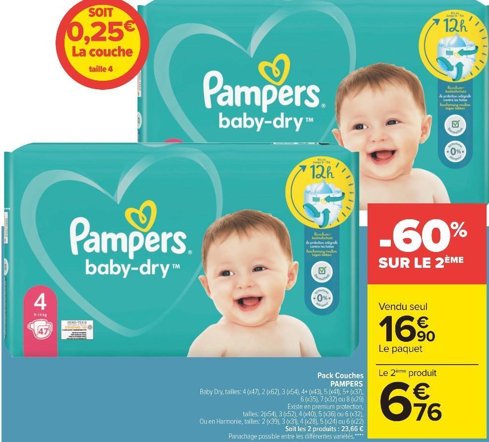 Promo Pampers pack couches chez Carrefour