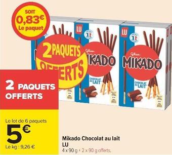 Carrefour Lu mikado chocolat au lait offre