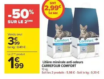 Carrefour Carrefour comfort litière minérale anti-odeurs offre