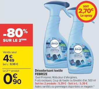 Carrefour Febreze désodorisant textile offre