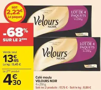 Carrefour Velours noir café moulu offre
