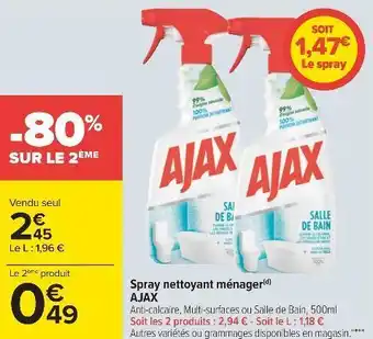 Carrefour Ajax spray nettoyant ménager offre